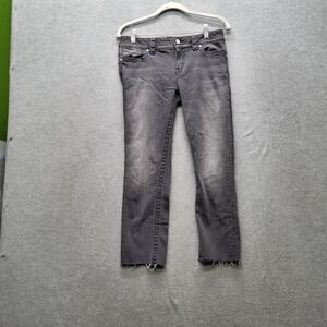 Miss Me Women Jeans 29 Gray Denim Skinny Logo Embroidery Cut off Hem 23" Inseam